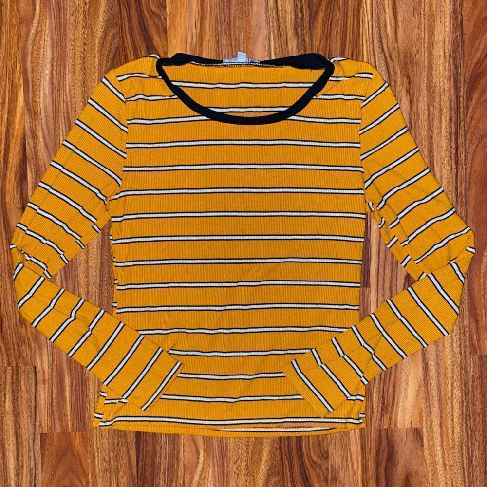 Charlotte Russe Striped Ribbed Top Long Sleeves Women's Size Small